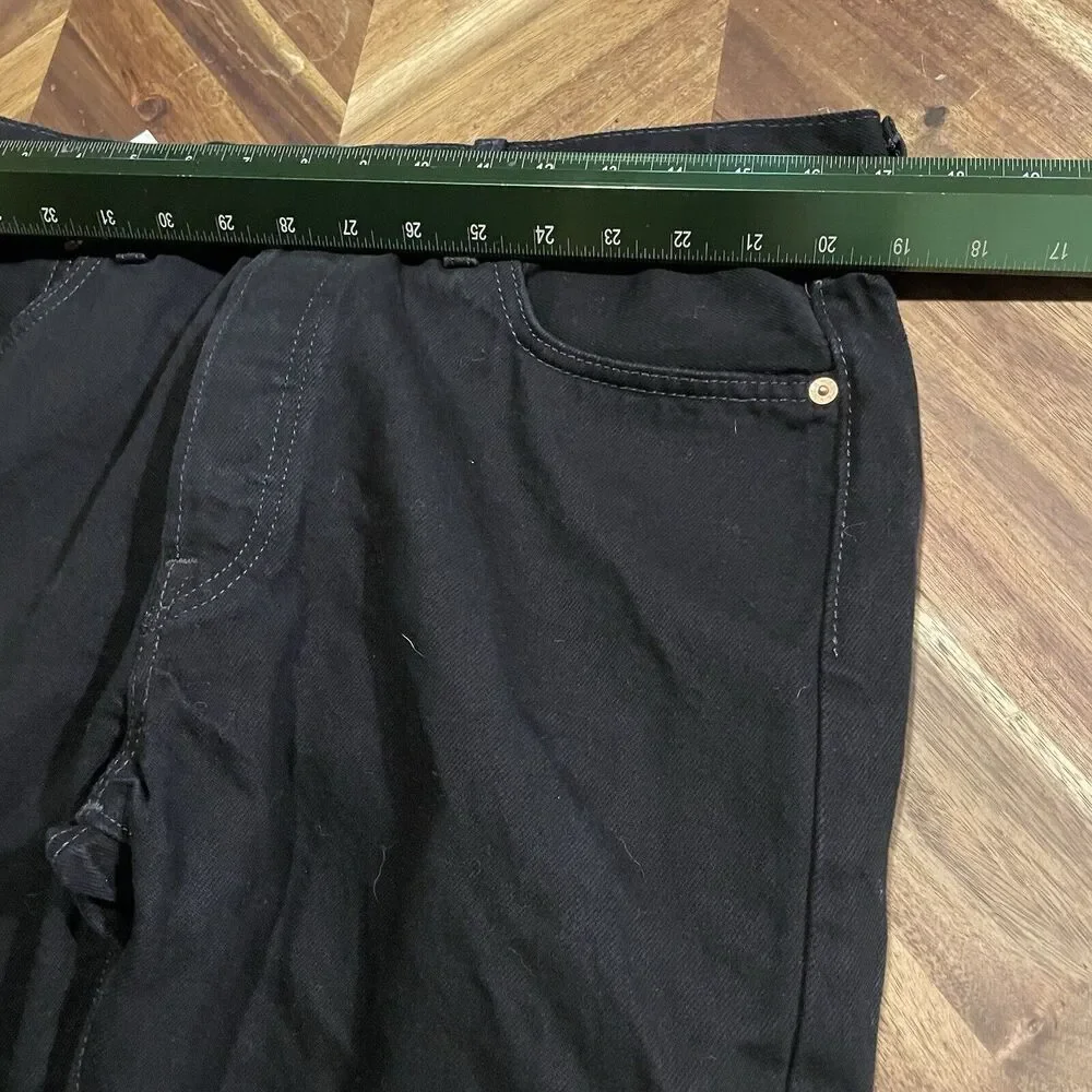 Levis 501 Jeans Original Fit Button Fly Straight‎ Leg Black Denim Mens 34x33